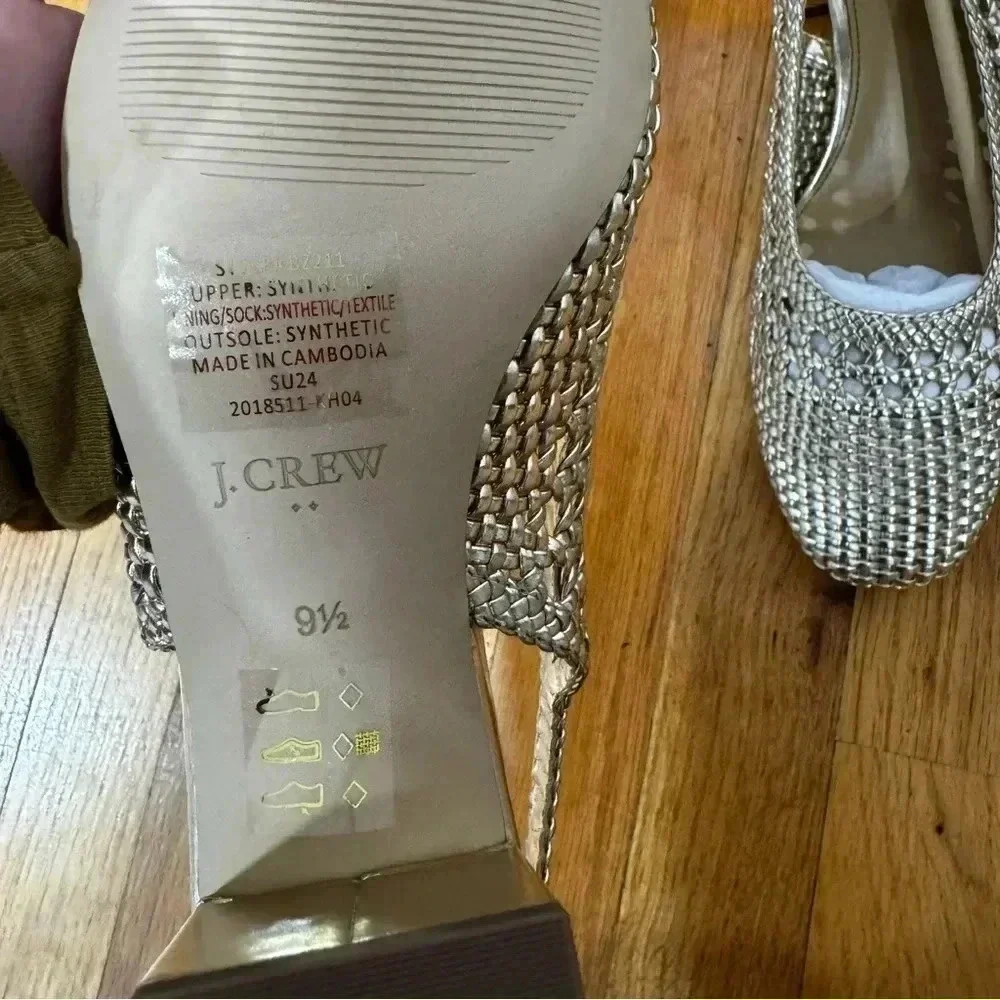 J.crew woven sling back heels 9.5